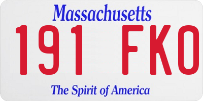 MA license plate 191FK0
