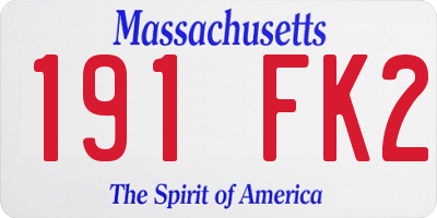 MA license plate 191FK2