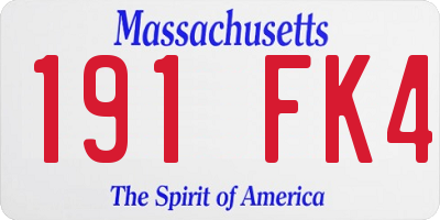 MA license plate 191FK4