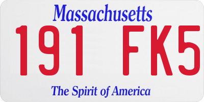 MA license plate 191FK5
