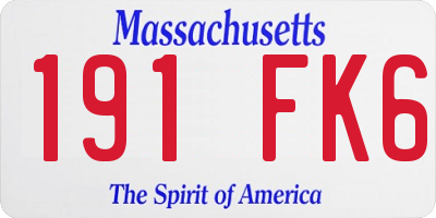MA license plate 191FK6