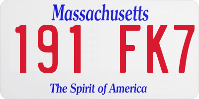 MA license plate 191FK7