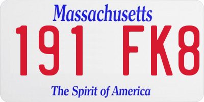 MA license plate 191FK8