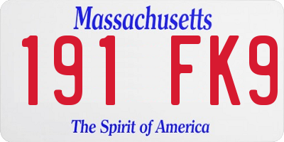 MA license plate 191FK9