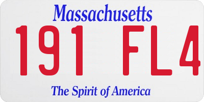 MA license plate 191FL4