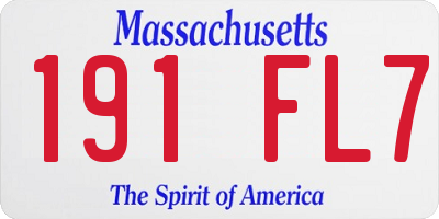 MA license plate 191FL7