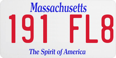 MA license plate 191FL8