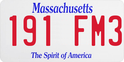 MA license plate 191FM3