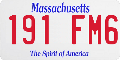 MA license plate 191FM6
