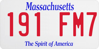 MA license plate 191FM7
