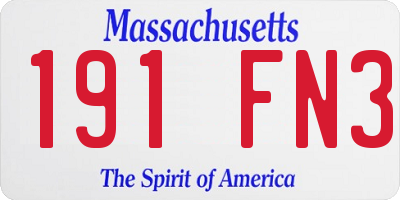 MA license plate 191FN3