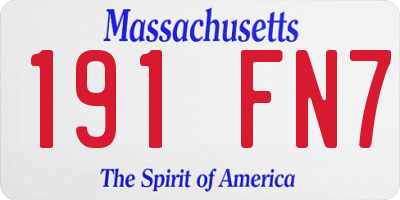 MA license plate 191FN7