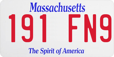 MA license plate 191FN9
