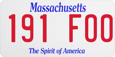 MA license plate 191FO0