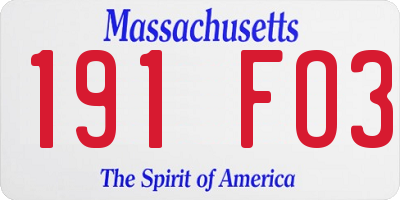 MA license plate 191FO3