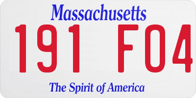 MA license plate 191FO4