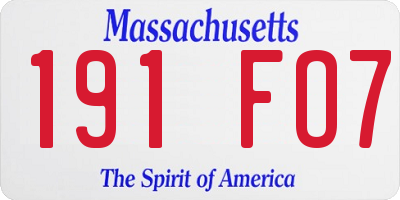MA license plate 191FO7