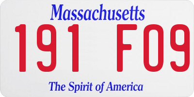 MA license plate 191FO9