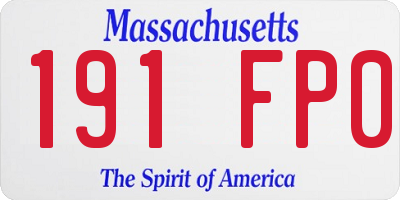 MA license plate 191FP0