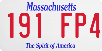 MA license plate 191FP4