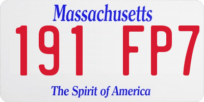 MA license plate 191FP7