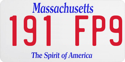 MA license plate 191FP9