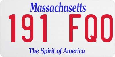 MA license plate 191FQ0