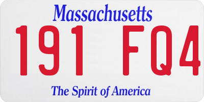 MA license plate 191FQ4