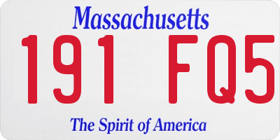 MA license plate 191FQ5