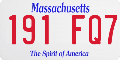 MA license plate 191FQ7