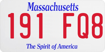 MA license plate 191FQ8