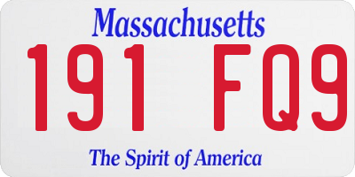 MA license plate 191FQ9