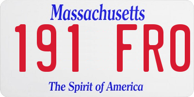 MA license plate 191FR0