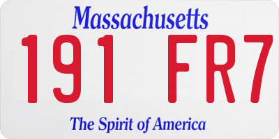 MA license plate 191FR7
