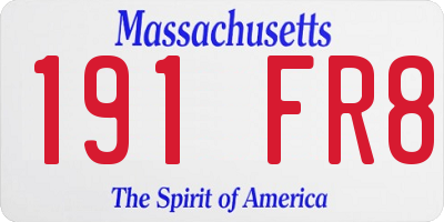 MA license plate 191FR8