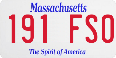 MA license plate 191FS0