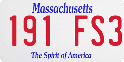 MA license plate 191FS3