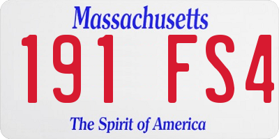 MA license plate 191FS4