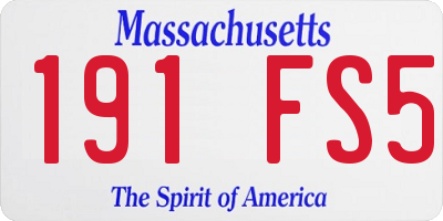 MA license plate 191FS5