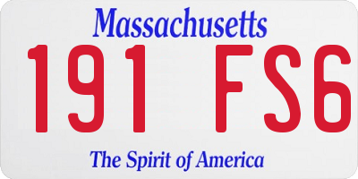 MA license plate 191FS6
