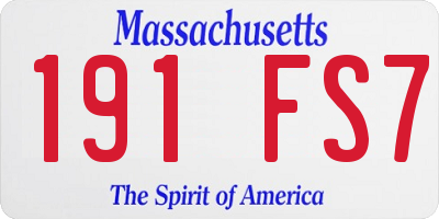 MA license plate 191FS7