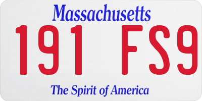 MA license plate 191FS9