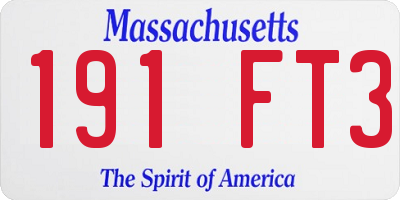 MA license plate 191FT3