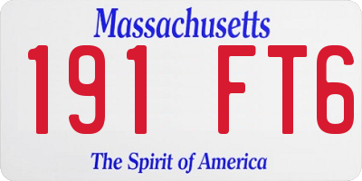 MA license plate 191FT6