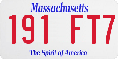 MA license plate 191FT7