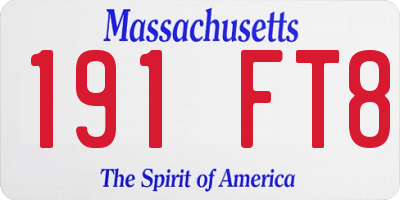 MA license plate 191FT8