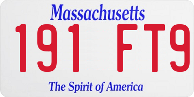 MA license plate 191FT9