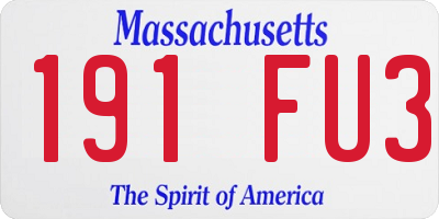 MA license plate 191FU3