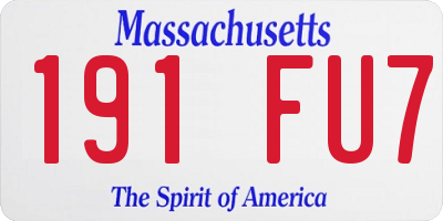 MA license plate 191FU7