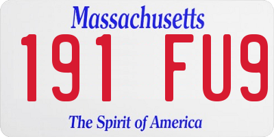 MA license plate 191FU9